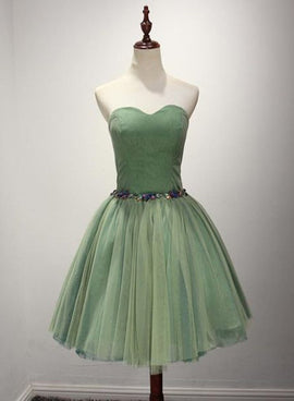 Green Sweetheart Tulle Knee Length Party Dress , Green Homecoming Dresses