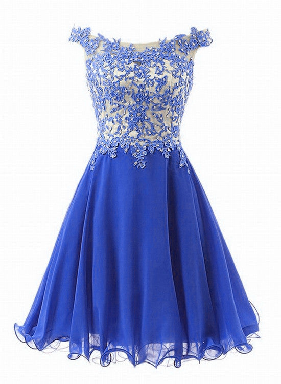 Lovely Royal Blue Chiffon Short Homecoming Dress, Short Prom Dress Cutedressy Lovely Royal Blue Chiffon Short Homecoming Dress, Short Prom Dress Cutedressy