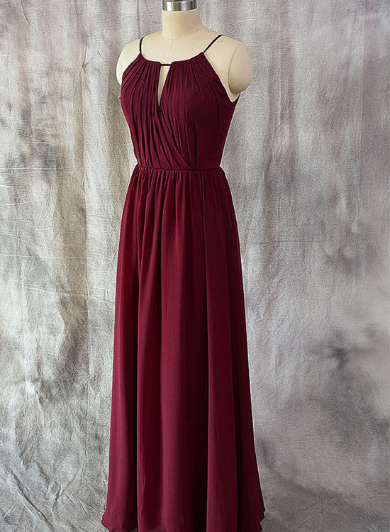 Charming Chiffon Wine Red Round Neckline Party Dress, Beautiful Brides Cutedressy Charming Chiffon Wine Red Round Neckline Party Dress, Beautiful Brides Cutedressy