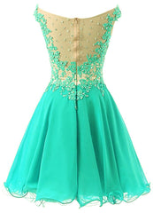 Green Off Shoulder Short Prom Dresses, Lovely Party Dress, Homecoming Dress Green Off Shoulder Short Prom Dresses, Lovely Party Dress, Homecoming Dress