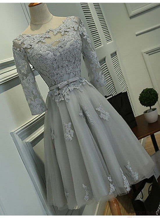 Cute Short Grey Lace Homecoming Dresses, Tulle Party Dress Cutedressy Cute Short Grey Lace Homecoming Dresses, Tulle Party Dress Cutedressy