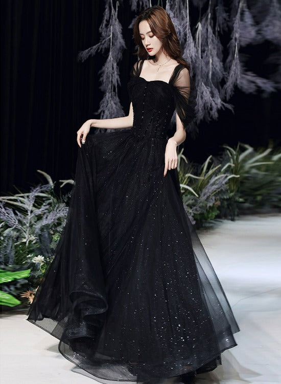 Black Off Shoulder Long Party Dress Prom Dress, Unique Black Evening P Cutedressy Black Off Shoulder Long Party Dress Prom Dress, Unique Black Evening P Cutedressy