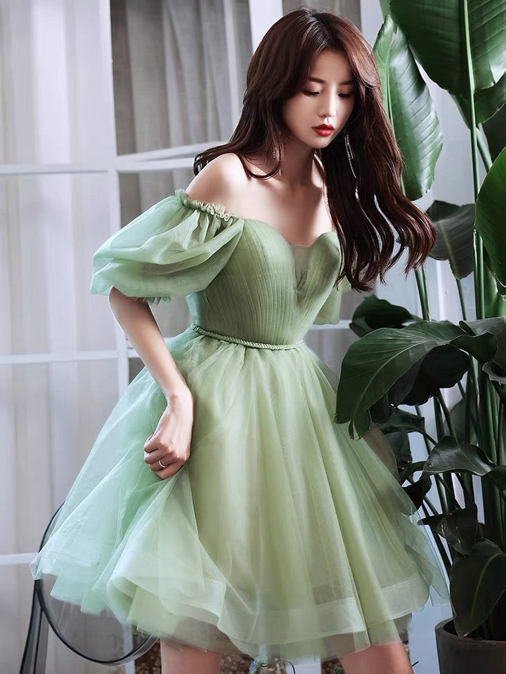 Lovely A Short Frock Lovely Green Short Tulle Off Shoulder Party