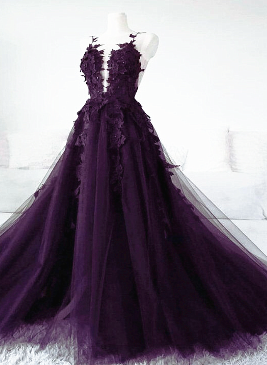Deep purple top dress for wedding