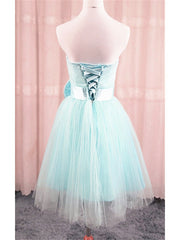 Adorable Light Blue Tulle Formal Dress with Bow, Teen Party Dress Adorable Light Blue Tulle Formal Dress with Bow, Teen Party Dress