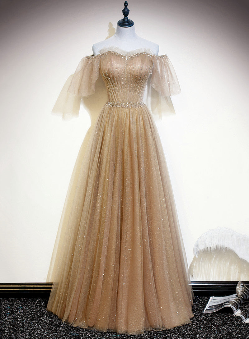 light champagne dresses Light champagne sequin prom dresses, evening dresses,party dresses, sexy formal dress fg3355
