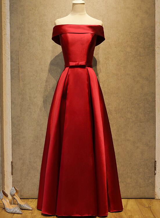 High Quality Wine Red Satin Simple Floor Length Bridesmaid Dress, Red Cutedressy High Quality Wine Red Satin Simple Floor Length Bridesmaid Dress, Red Cutedressy