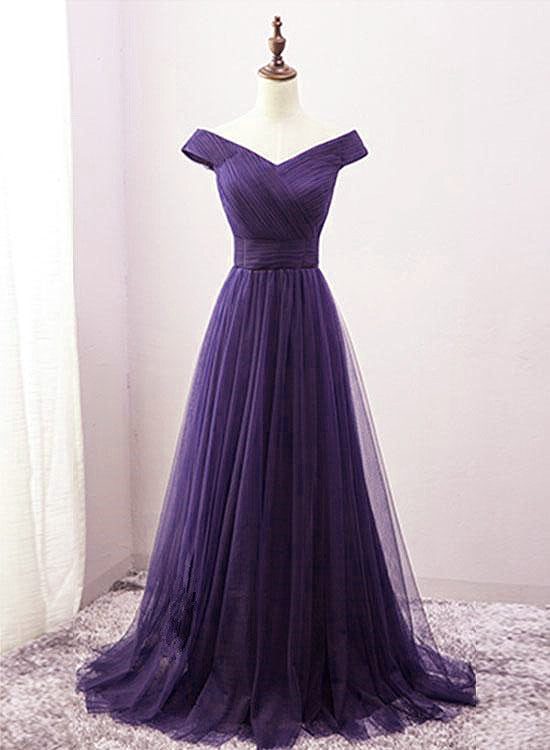 Beautiful Off the Shoulder Long Purple Bridesmaid Dress, A-line Evenin Cutedressy Beautiful Off the Shoulder Long Purple Bridesmaid Dress, A-line Evenin Cutedressy