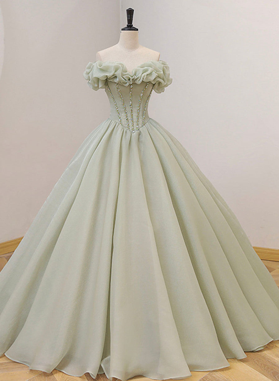 Green Ball Gown Beaded Sweet 16 Dress, Green Long Prom Dress Formal Dr Cutedressy Green Ball Gown Beaded Sweet 16 Dress, Green Long Prom Dress Formal Dr Cutedressy