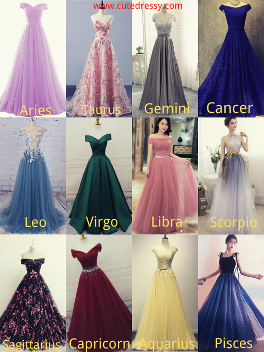 Zodiac Signs as Long Prom Dresses