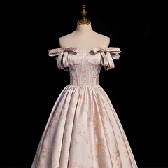 Pink Satin Sweetheart Off Shoulder Long Formal Dress, Pink Evening Dress Prom Dress