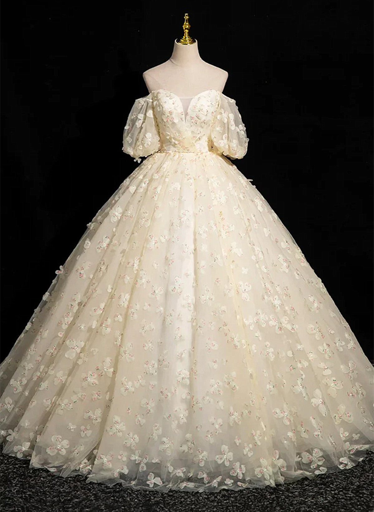 Lovely A-Line Lace Floor Length Prom Dress, Champagne Off Shoulder Eve Cutedressy Lovely A-Line Lace Floor Length Prom Dress, Champagne Off Shoulder Eve Cutedressy