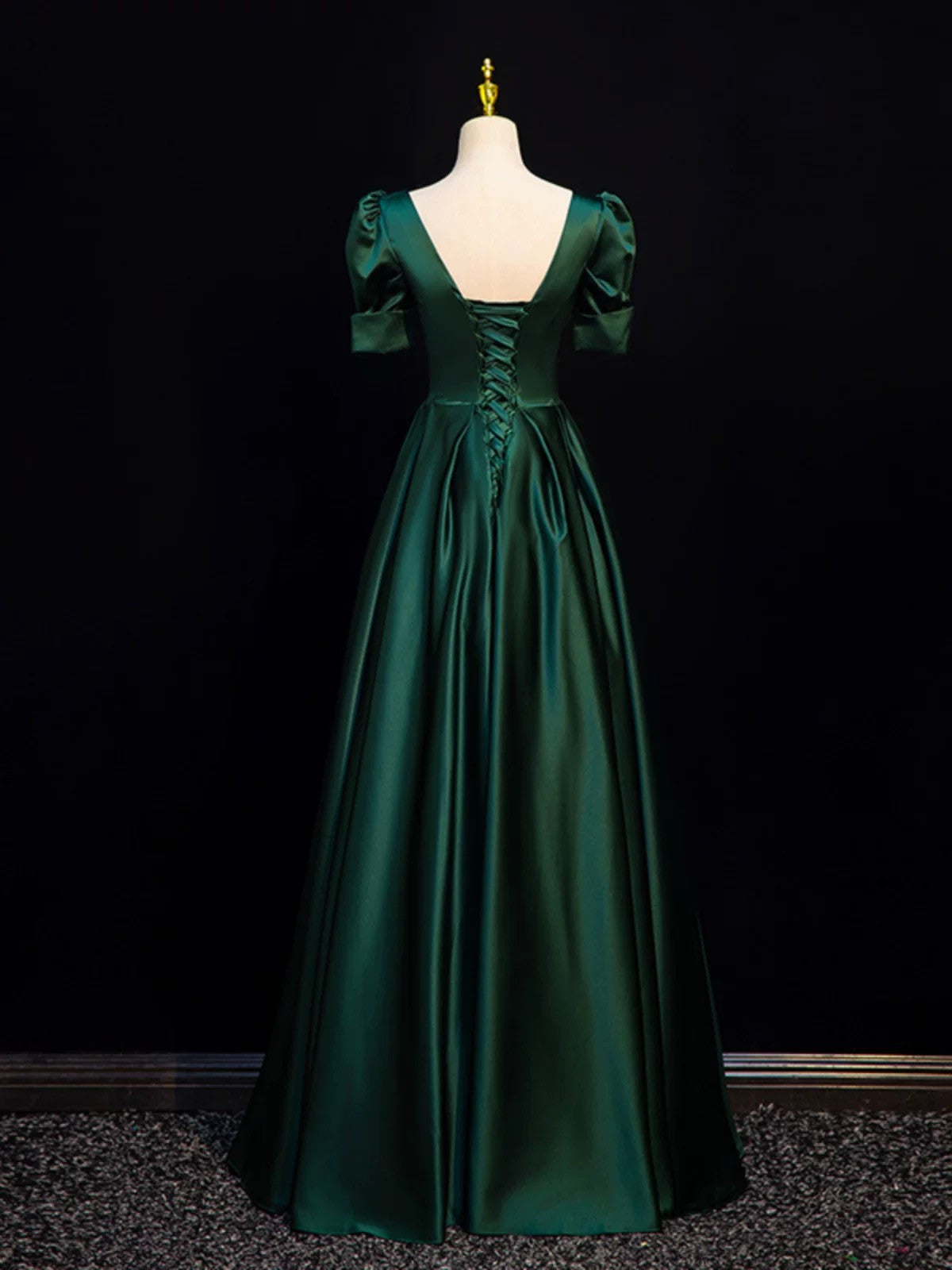Simple Cute A-line Short Sleeves Satin Party Dress, Simple Green Prom Cutedressy Simple Cute A-line Short Sleeves Satin Party Dress, Simple Green Prom Cutedressy