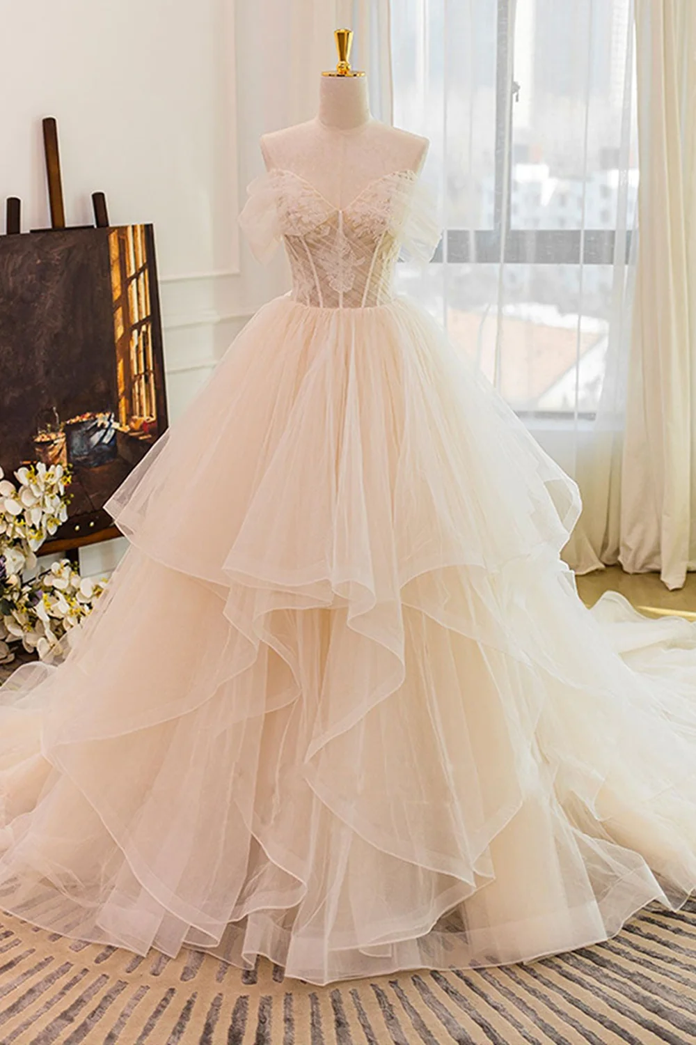 champagne high low dress Luxury Dubai Champagne High Low Evening Dress SS249