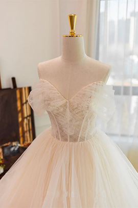 Light Champagne Sweetheart High Low Wedding Party Dress, Champagne Party Dress