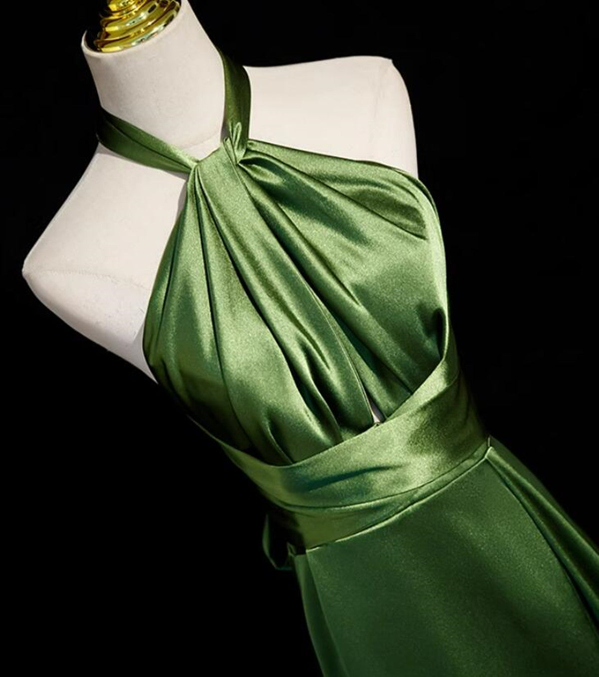 Green Soft Satin Halter Long Evening Dress Party Dress, Green A-line P Cutedressy Green Soft Satin Halter Long Evening Dress Party Dress, Green A-line P Cutedressy