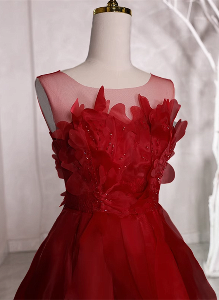 Wine Red Straps Beading A-Line Ombre Long Prom Dress Vintage Party Dress, DP4846