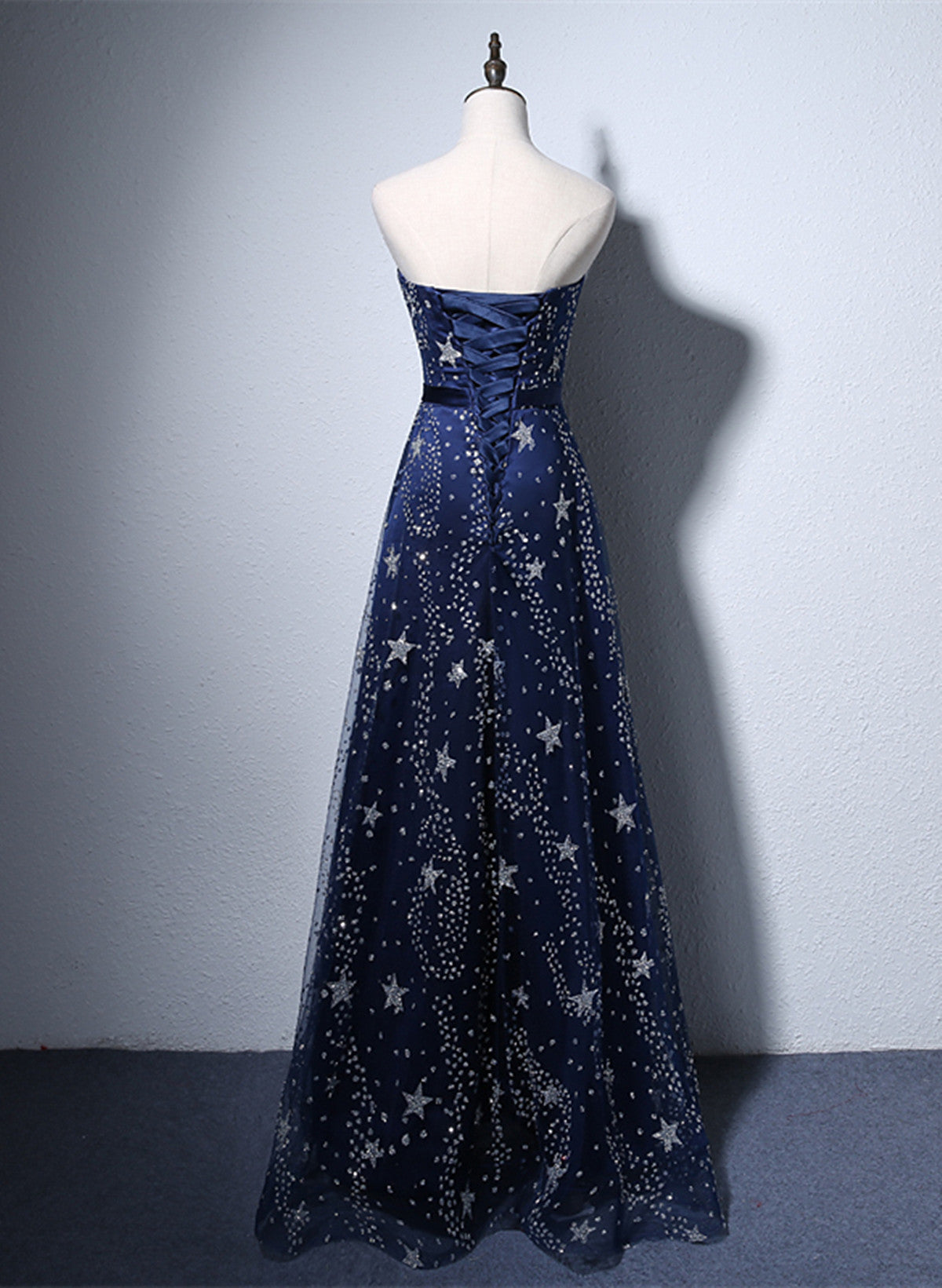 Navy Blue Strapless A-line Long Formal Dress, Navy Blue Evening Dress Cutedressy Navy Blue Strapless A-line Long Formal Dress, Navy Blue Evening Dress Cutedressy