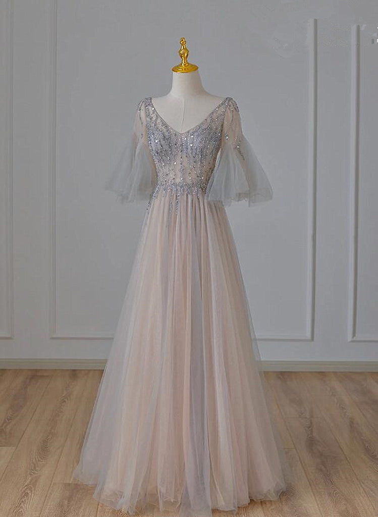 Chic Spaghetti Straps Mermaid Satin Tulle Sequin Ruffle Without Sleeves Long Prom Dress, Evening Dress main image 1