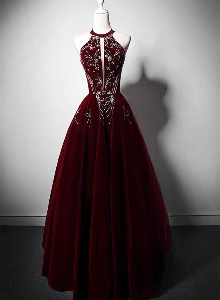 Elegant Red Fit And Flare Formal Prom Evening Dress HB129A