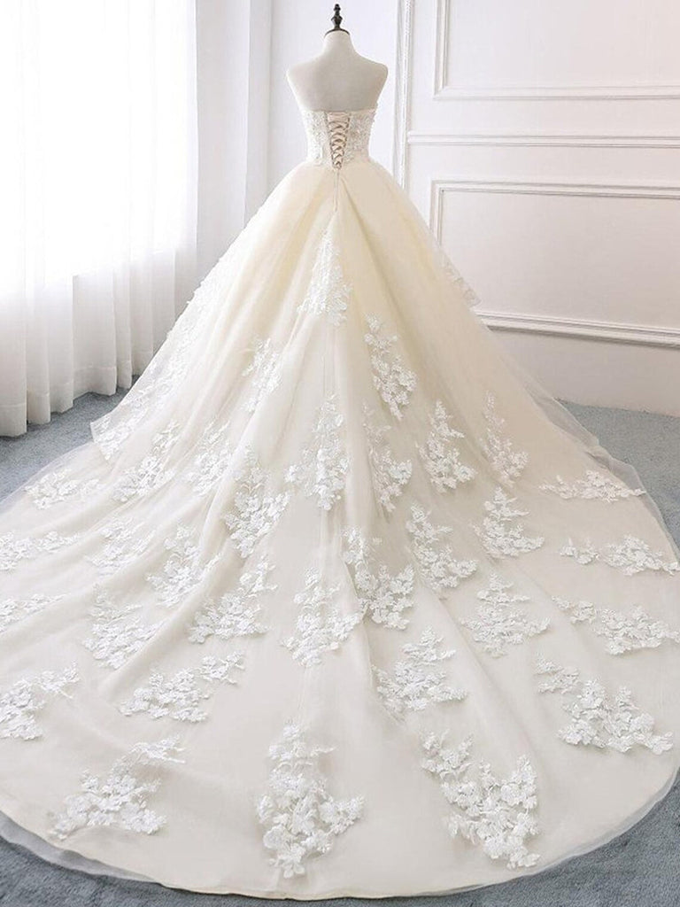 Beautiful Ivory Ball Gown Long Wedding Party Dress,Ivory Wedding Dress ...