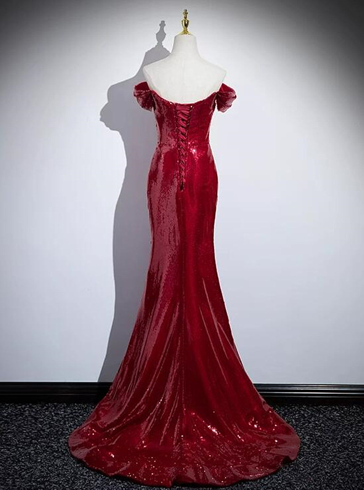 Dark Red Sequins Mermaid Sweetheart Prom Dress, Dark Red Evening Dress Cutedressy Dark Red Sequins Mermaid Sweetheart Prom Dress, Dark Red Evening Dress Cutedressy