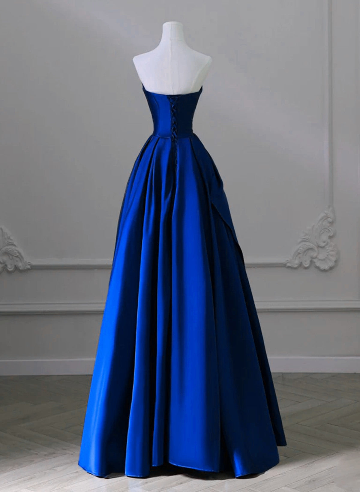 Royal Blue Satin A-line Simple Long Party Dress, Royal Blue Prom Dress Cutedressy Royal Blue Satin A-line Simple Long Party Dress, Royal Blue Prom Dress Cutedressy