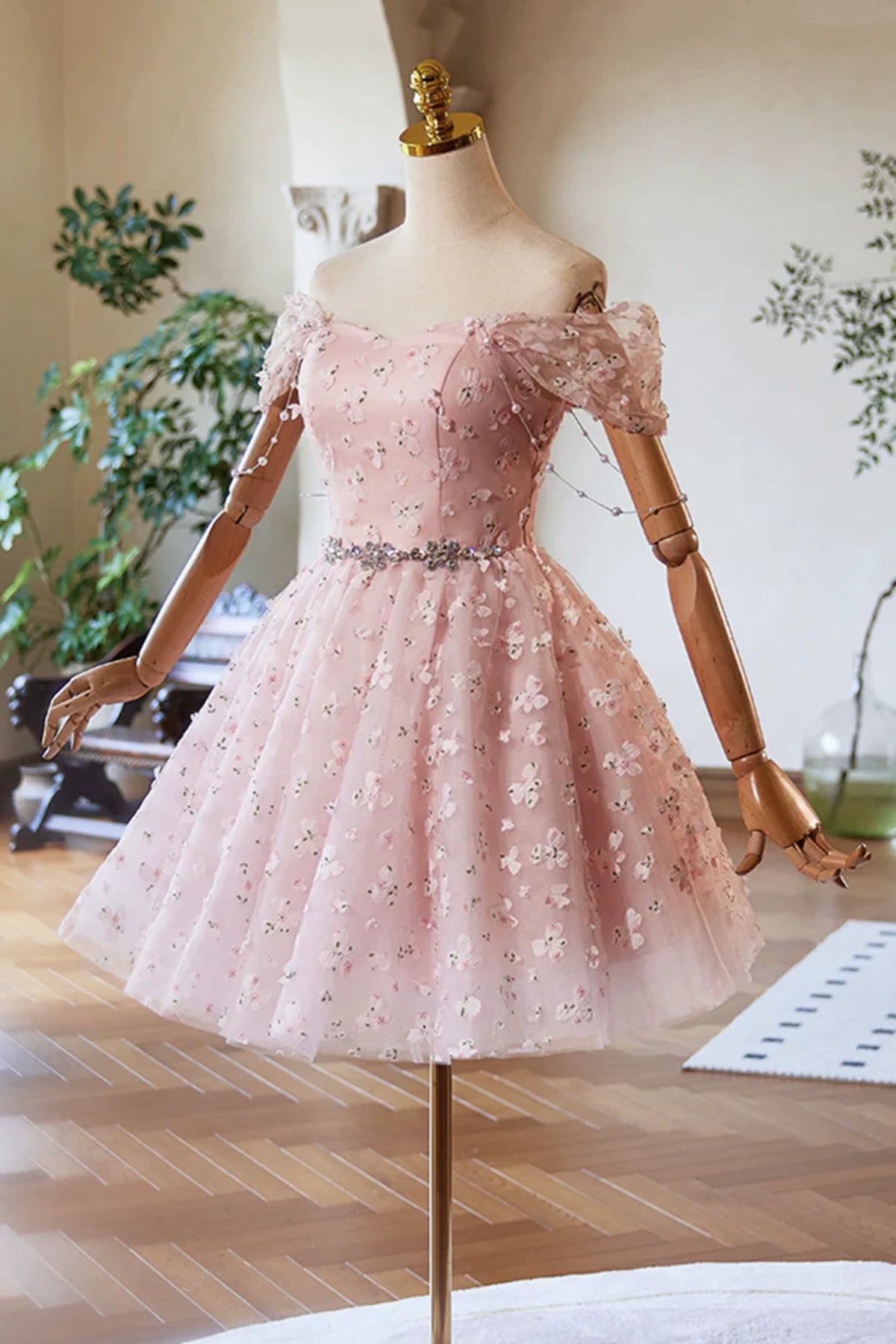 off shoulder knee length dress Burgundy Straps Off the Shoulder Knee Length Homecoming Dress with Ruffles UQ1960