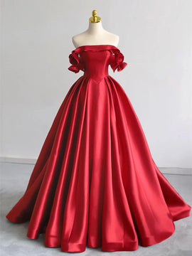 Simple Satin A-line Long Prom Dress, Elegant Off the Shoulder Formal Dress