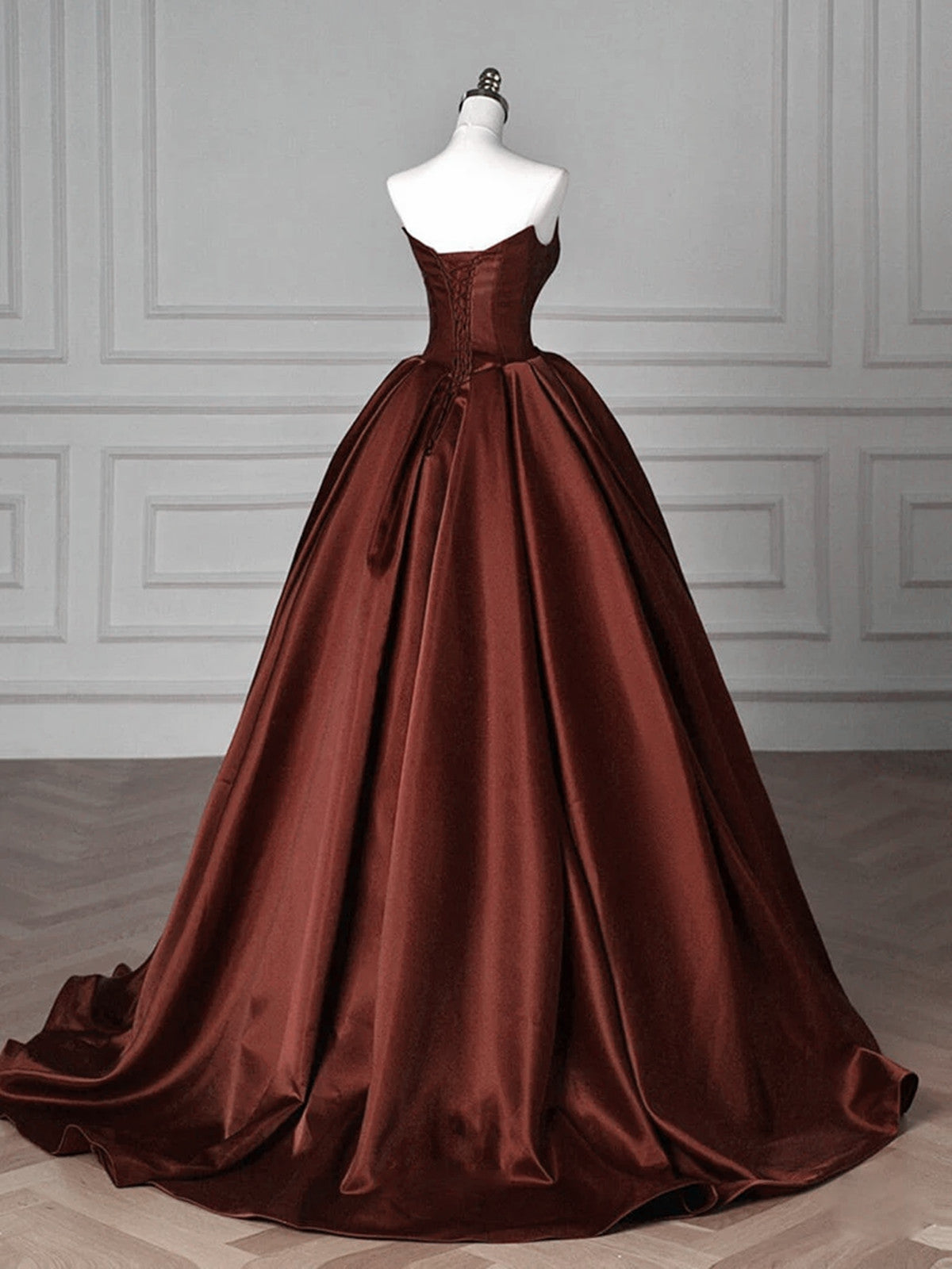 Brown Satin Strapless Long Formal Dress Evening Dress, Brown Satin Pro Cutedressy Brown Satin Strapless Long Formal Dress Evening Dress, Brown Satin Pro Cutedressy