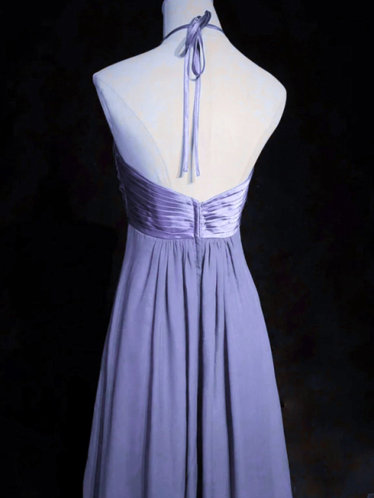 A-line Purple Chiffon and Satin Long Party Dress, A-line Purple Floor Length Prom Dress