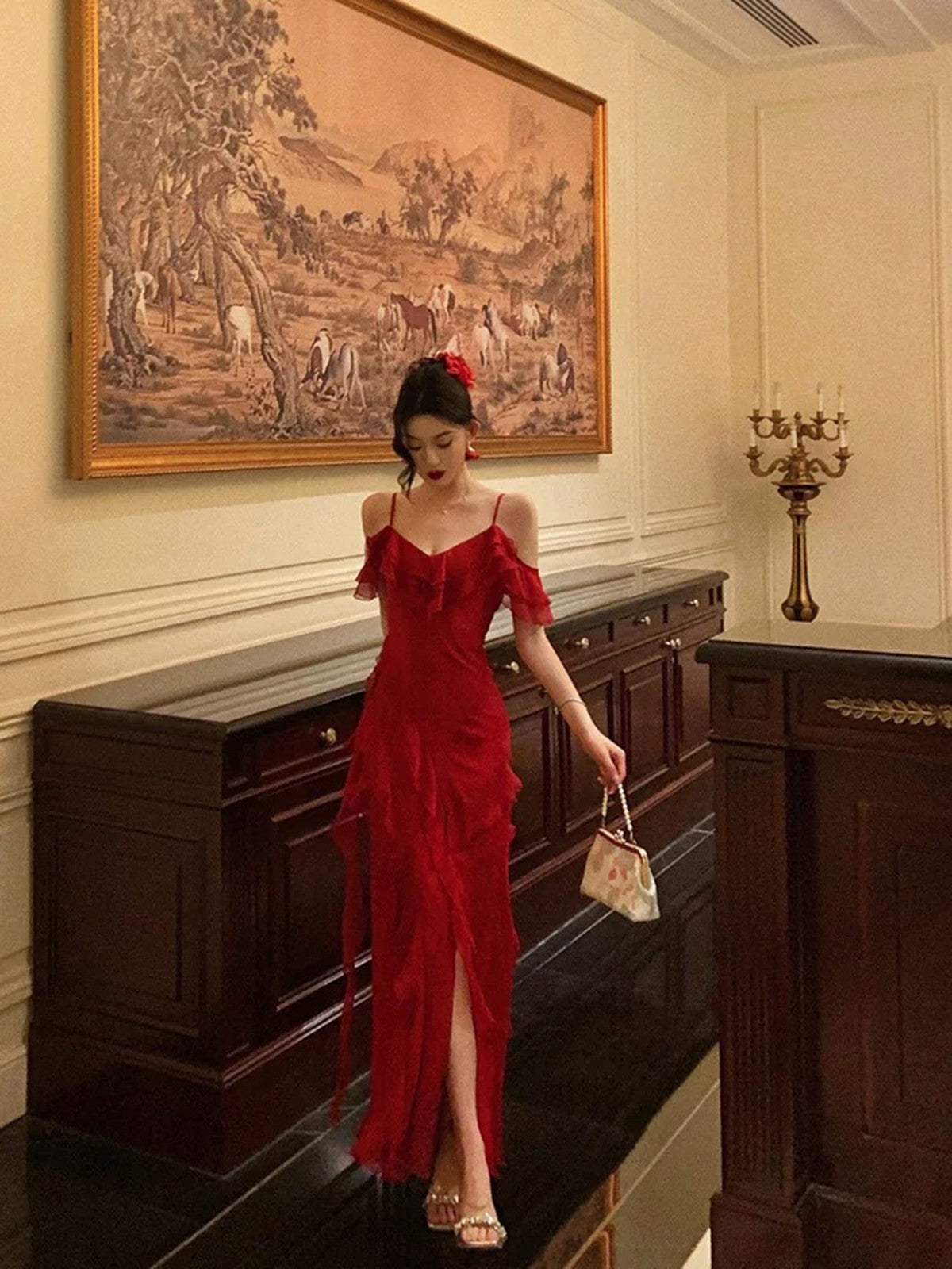 Wine Red Chiffon Chic Straps Long Party Dress, Wine Red Unique Prom Dress Evening Dress Wine Red Chiffon Chic Straps Long Party Dress, Wine Red Unique Prom Dress Evening Dress