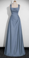 A-line Straps Floor Length Simple Prom Dress, Straps Wedding Party Dress Party Dress