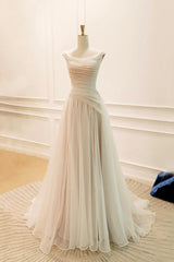 Light Champagne A-line Chiffon Prom Dress Party Dress, Simple Chiffon Wedding Party Dress