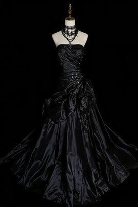 Charming Strapless Ruched Prom Dress with Beads, Ball Gown Long Formal Dress Party Dress