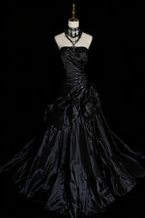 Charming Strapless Ruched Prom Dress with Beads, Ball Gown Long Formal Dress Party Dress