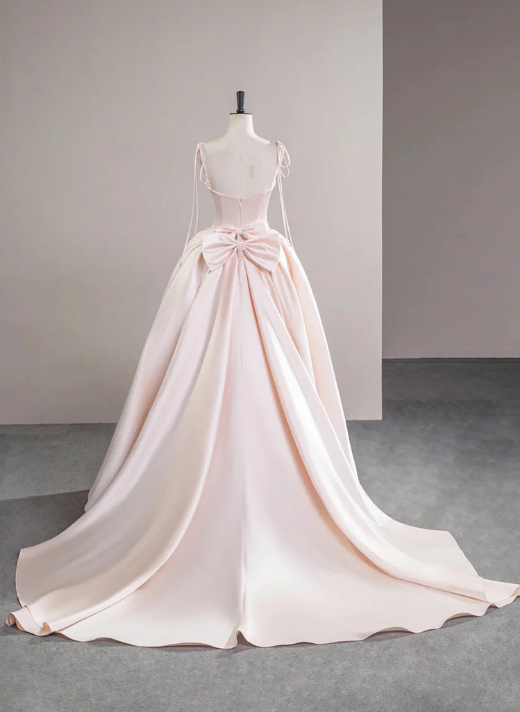 Pink Strapless Long Elegant Party Dress, Pink Satin Sweet 16 Dress Formal Dress