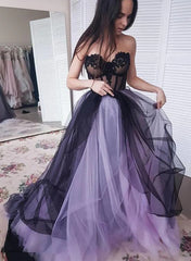 Light Purple Sweetheart Tulle Long Party Dress, Light Purple Prom Dress