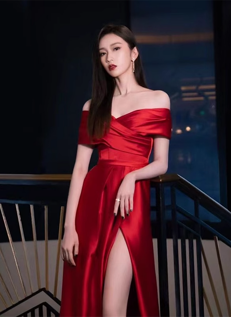 Roma Wine Slit Dress