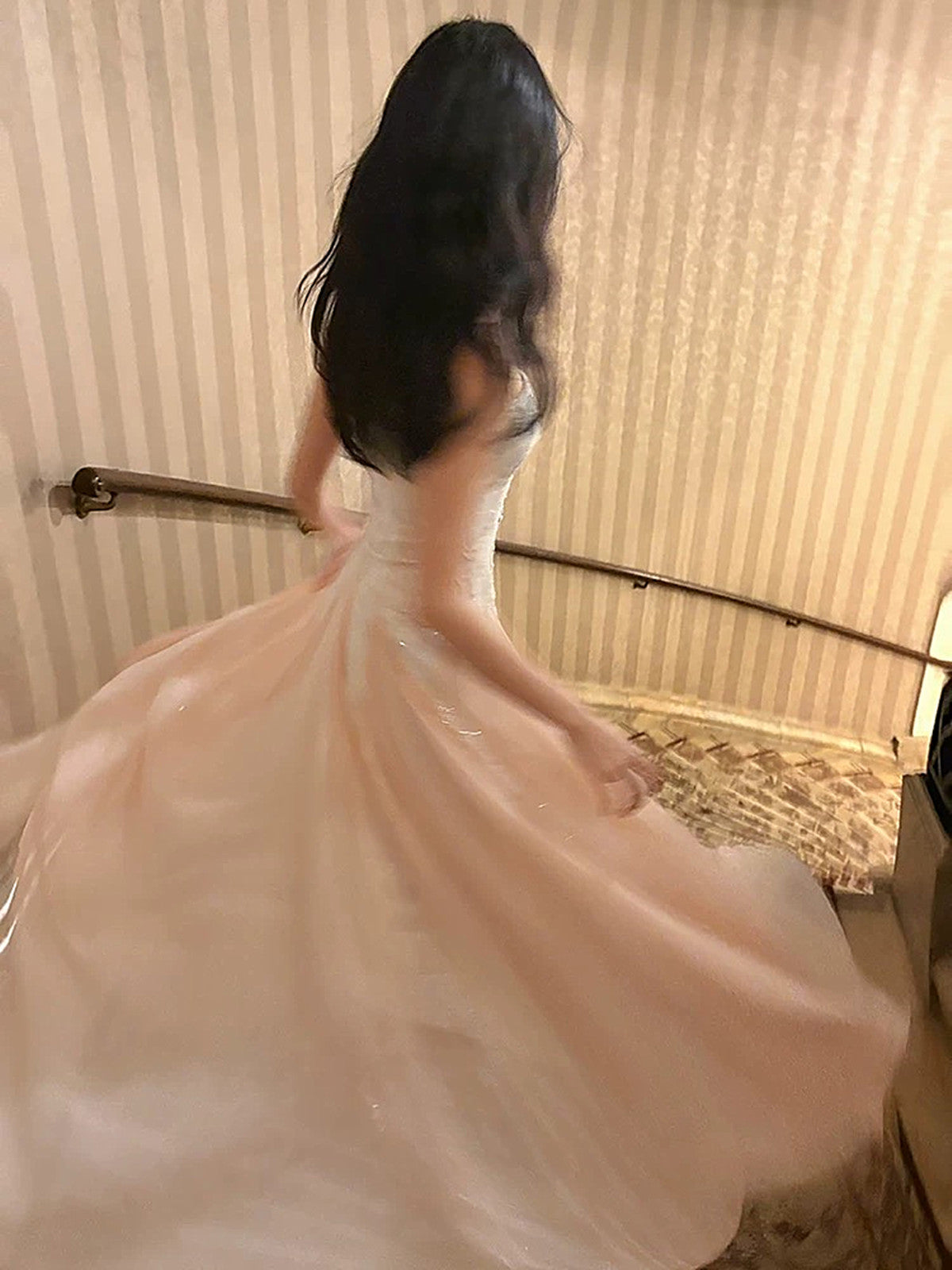 white lace pink chiffon dress Long Pink Chiffon White Lace Fashion Evening Party Prom Dresses,PD0073 AlineBridal