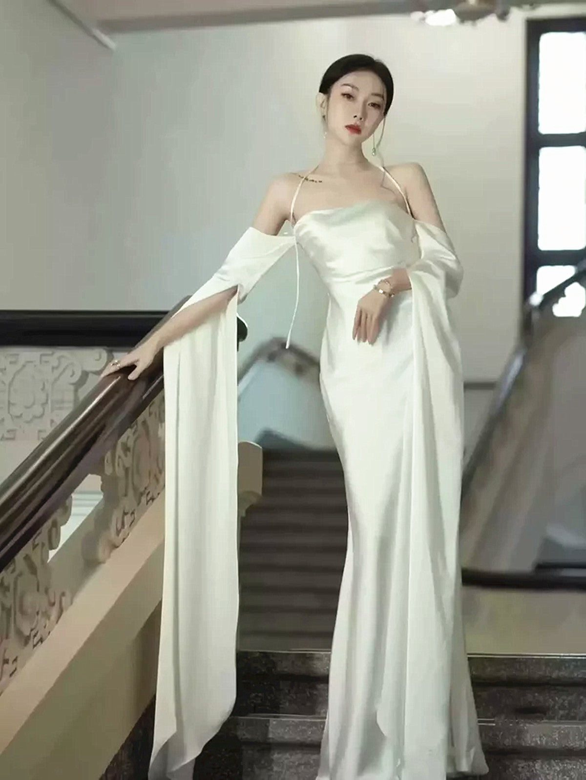 Ivory Satin Long Simple Evening Dress, Ivory Long Prom Dress Party Dress Ivory Satin Long Simple Evening Dress, Ivory Long Prom Dress Party Dress