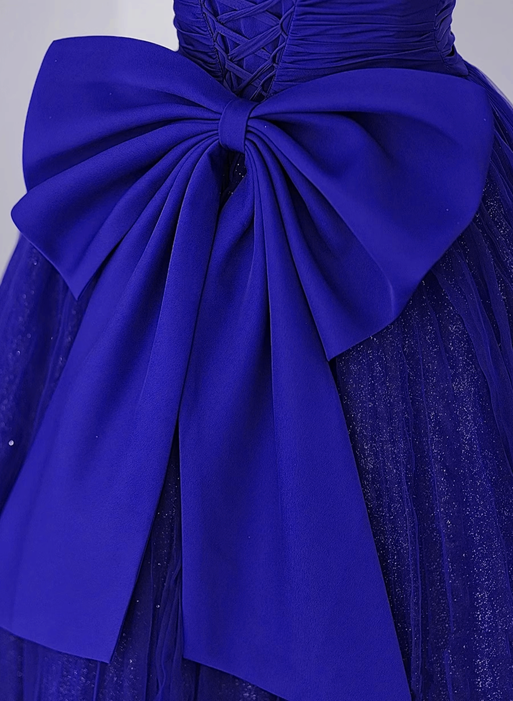 Royal Blue Scoop Tulle Short Sleeves Long Prom Dress, Royal Blue A-lin Cutedressy Royal Blue Scoop Tulle Short Sleeves Long Prom Dress, Royal Blue A-lin Cutedressy