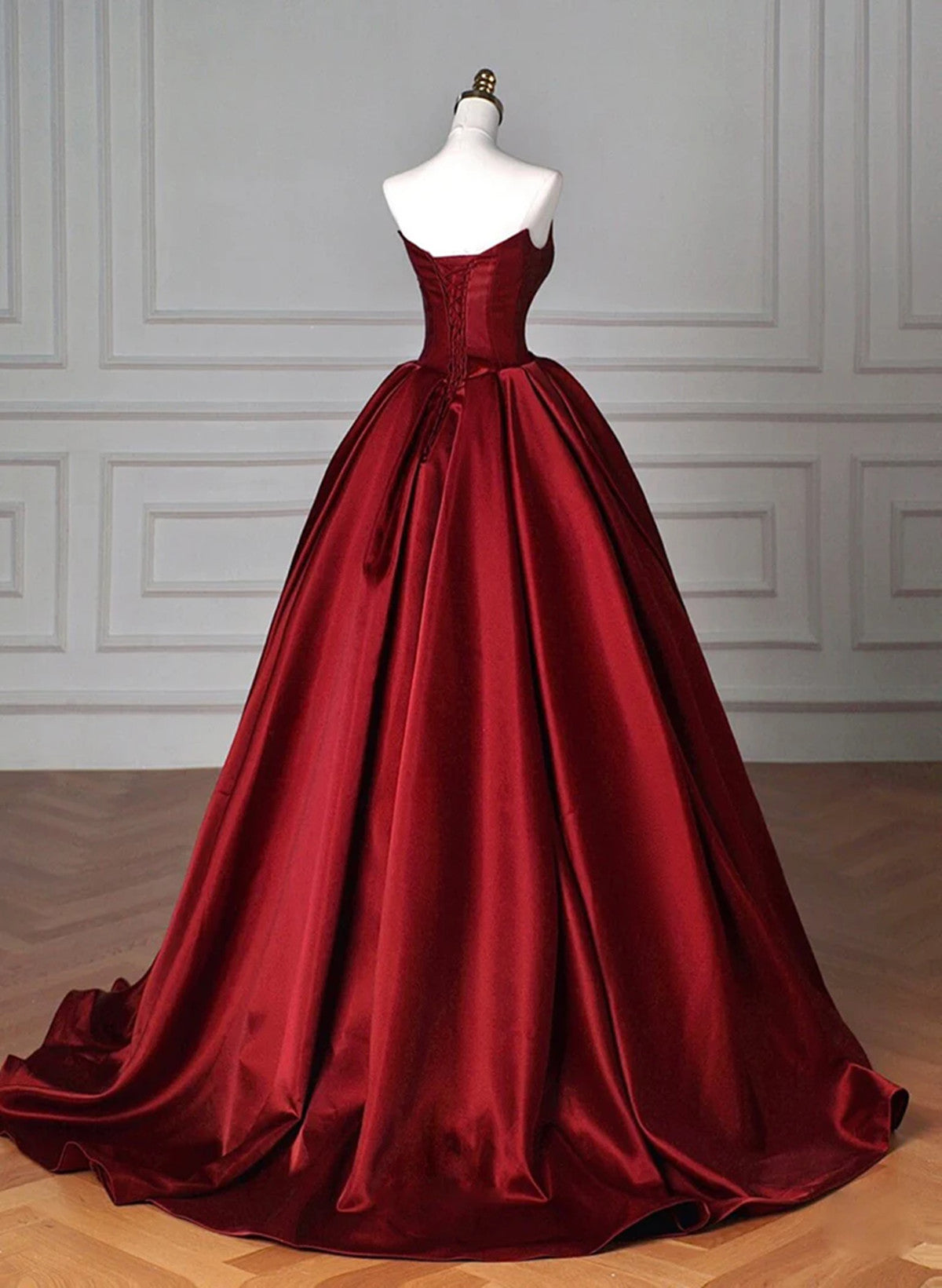 Wine Red Satin Long Party Dress Formal Dress, Wine Red Prom Dress