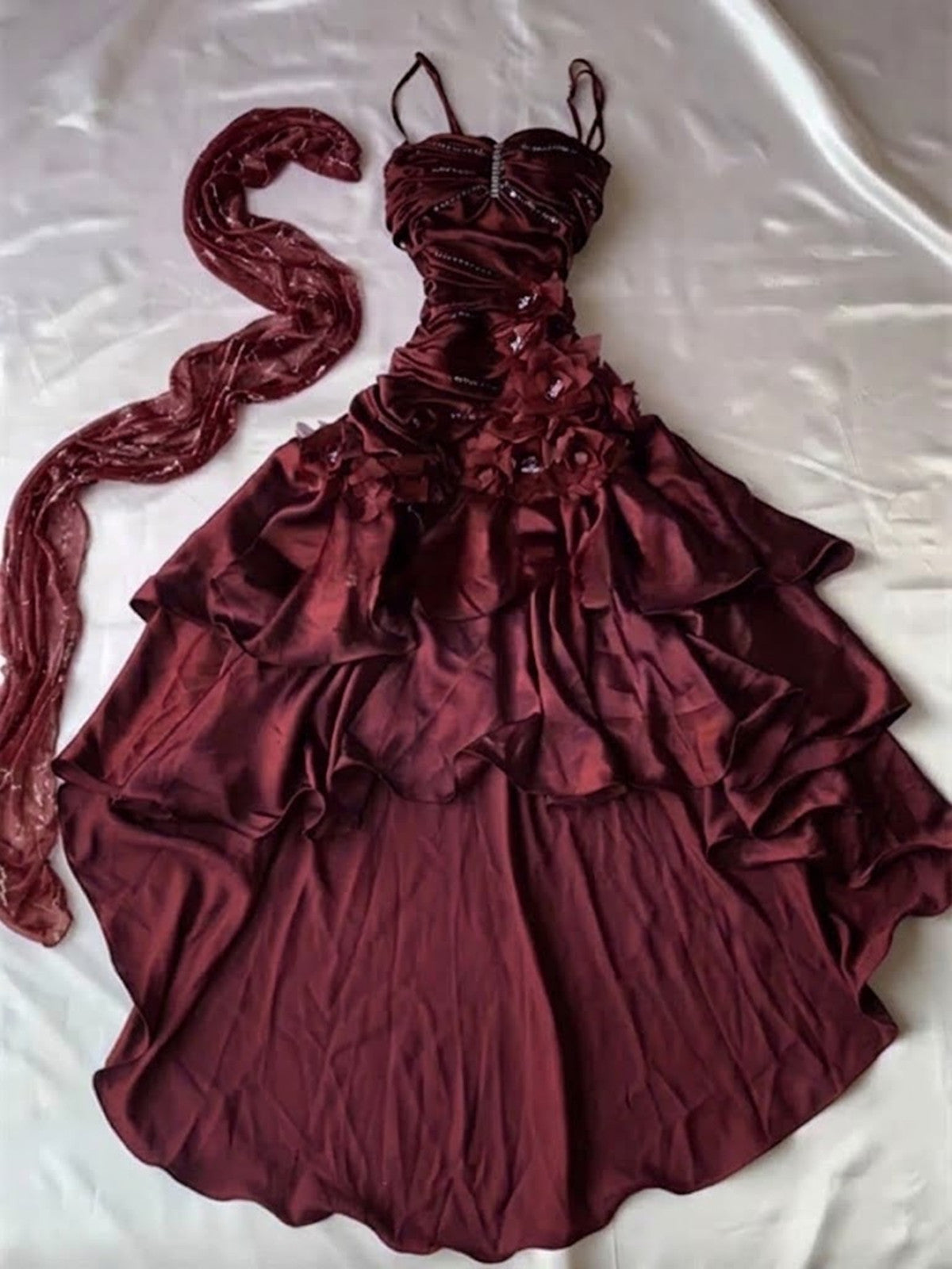 Elegant Burgundy High-Low Prom Dress, Sweetheart Neckline Homecoming Dress with Ruched Bodice