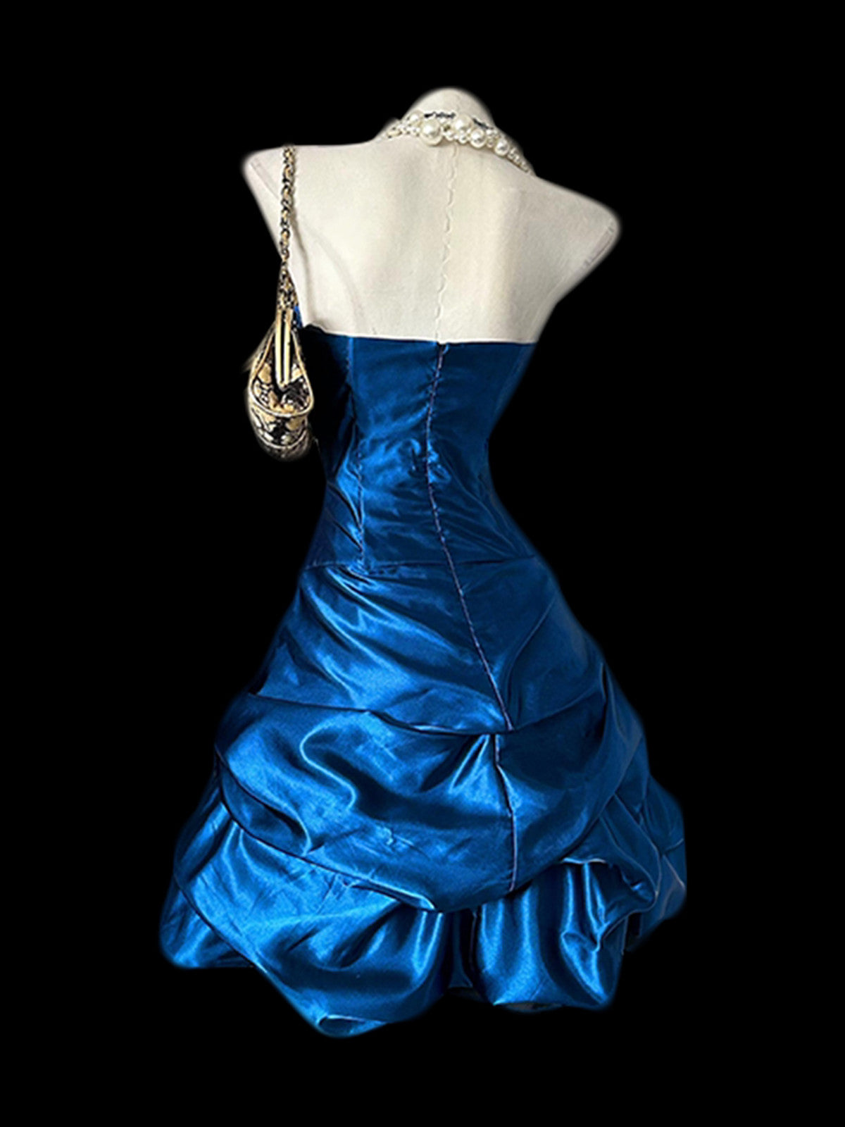 Blue Satin Strapless Short Homecoming Dress Party Dress, Blue Satin Layers Prom Dress