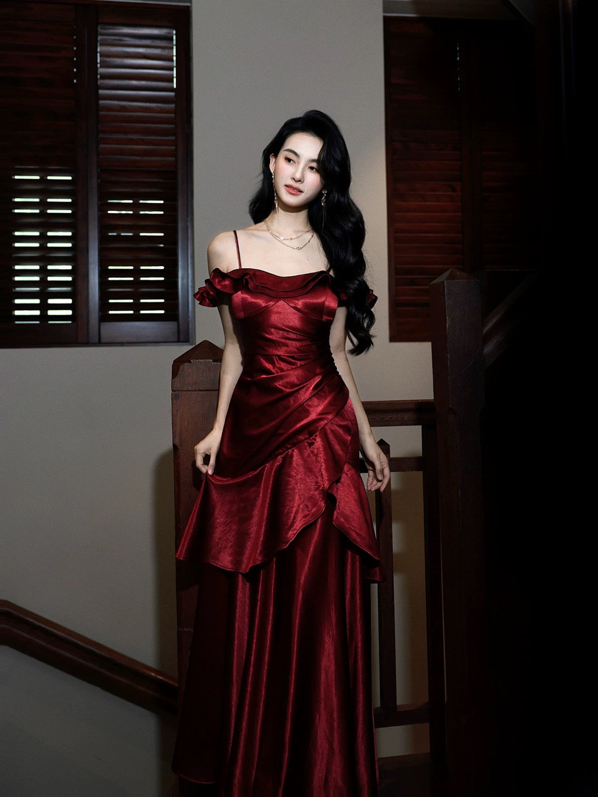 Wine Red Sweetheart Straps Mermaid Long Party Dress, Wine Red Evening Dress Prom Dress