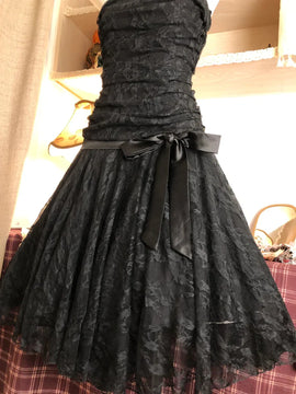 Black Lace Scoop Homecoming Dresss, Black Lace-up Short Prom Dress Party Dress