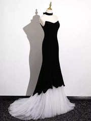 Black and White Mermaid Long Formal Dress Evening Dress, Black and White Prom Dress