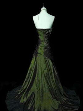 Green Taffeta Sweetheart Mermaid Long Evening Dress, Green Taffeta Formal Dress Prom Dress