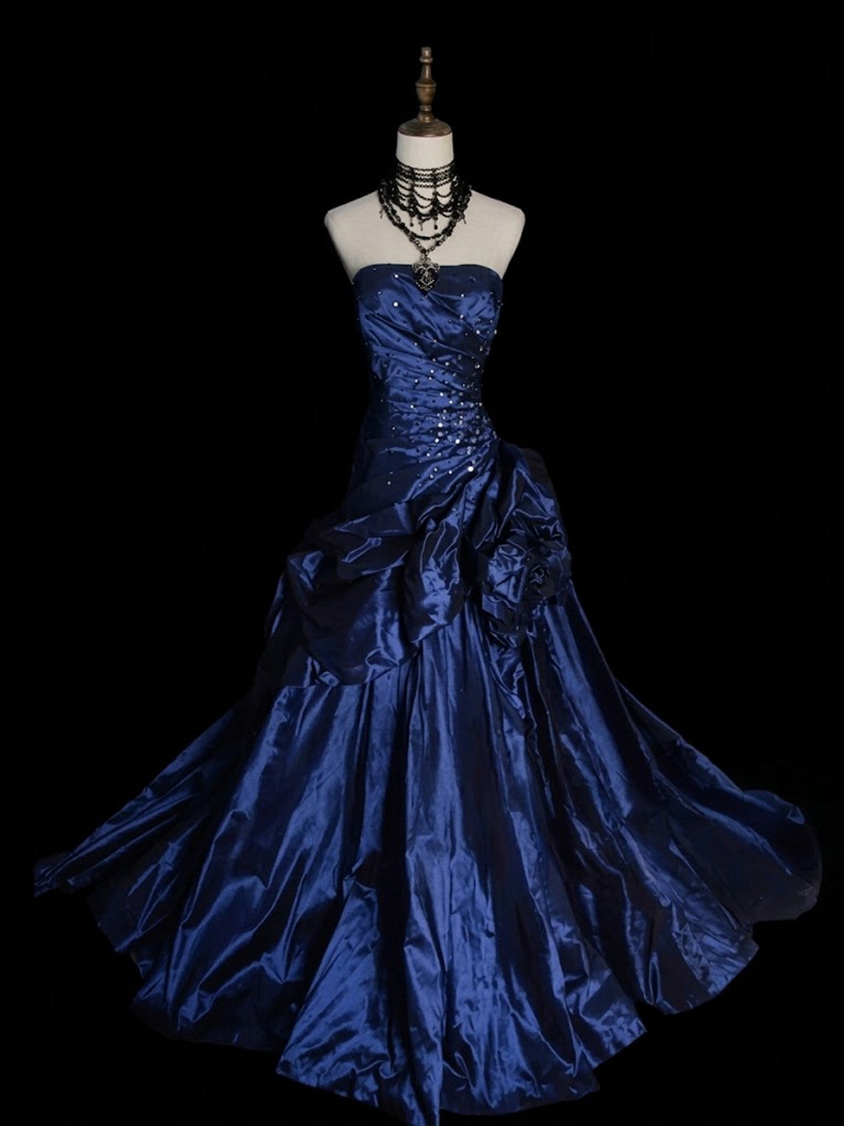Charming Strapless Ruched Prom Dress with Beads, Ball Gown Long Formal Dress Party Dress